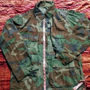 Upcycled Studded Embellished Military Camo Jacket